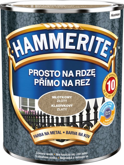 HAMMERITE FARBA NA RDZĘ MŁOTKOWY ZŁOTY 0,7L HAMMERITE FARBA NA RDZĘ MŁOTKOWY ZŁOTY 0,7L